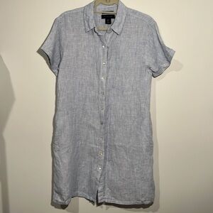 Tahari luxe 100% linen dress - blue and white striped